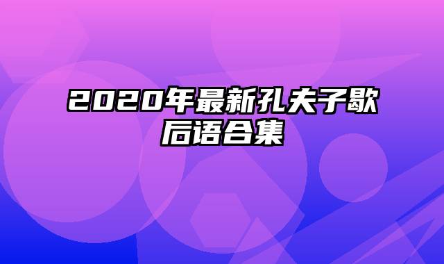 2020年最新孔夫子歇后语合集