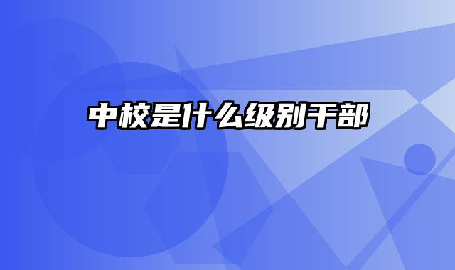 中校是什么级别干部