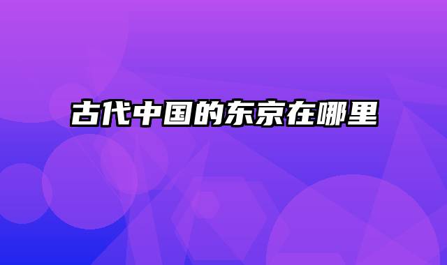古代中国的东京在哪里