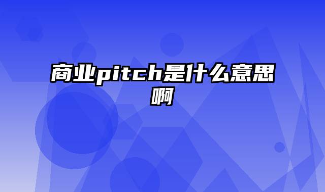 商业pitch是什么意思啊