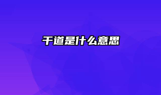 干道是什么意思