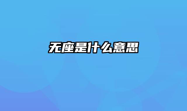 无座是什么意思