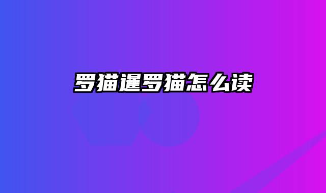 罗猫暹罗猫怎么读