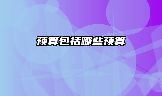 预算包括哪些预算