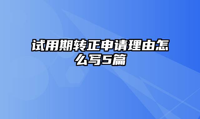 试用期转正申请理由怎么写5篇