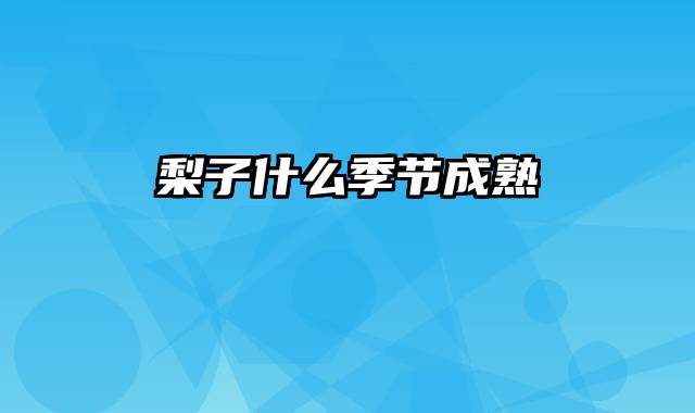 梨子什么季节成熟