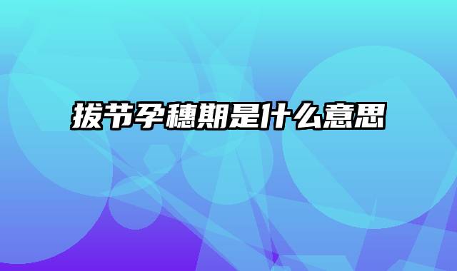 拔节孕穗期是什么意思