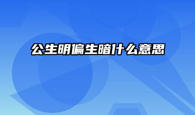 公生明偏生暗什么意思