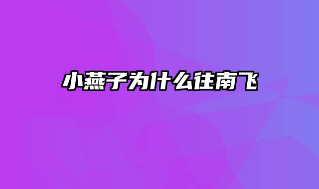 小燕子为什么往南飞