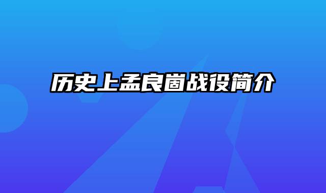 历史上孟良崮战役简介