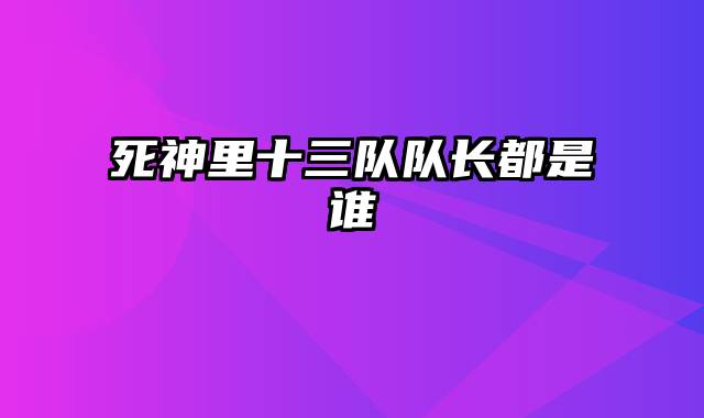 死神里十三队队长都是谁