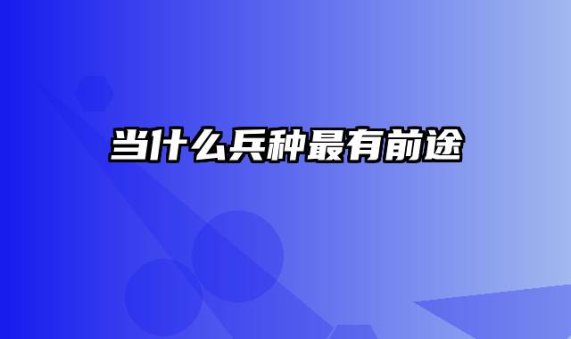 当什么兵种最有前途