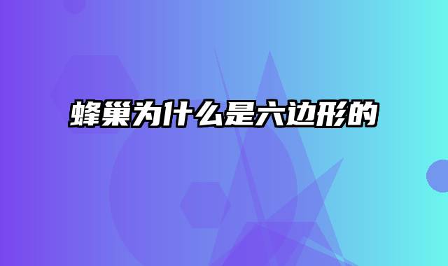 蜂巢为什么是六边形的
