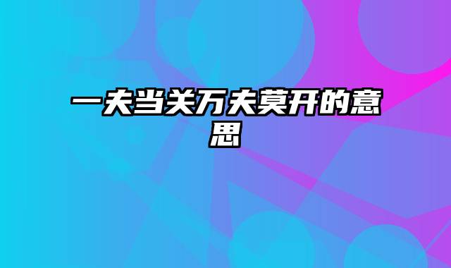 一夫当关万夫莫开的意思