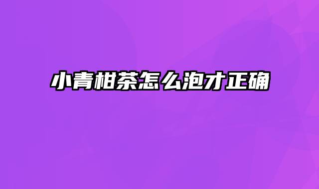 小青柑茶怎么泡才正确