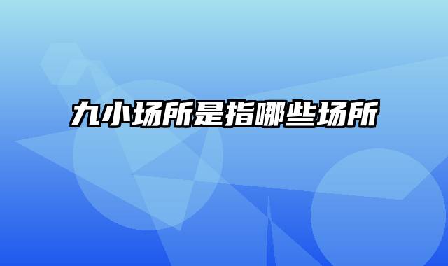 九小场所是指哪些场所