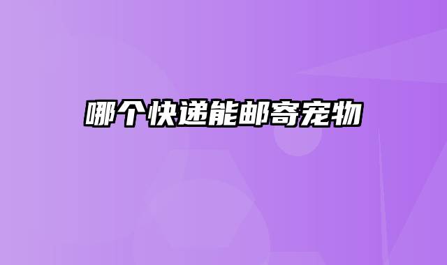 哪个快递能邮寄宠物