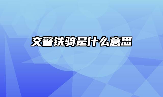 交警铁骑是什么意思