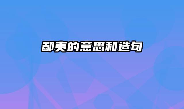 鄙夷的意思和造句