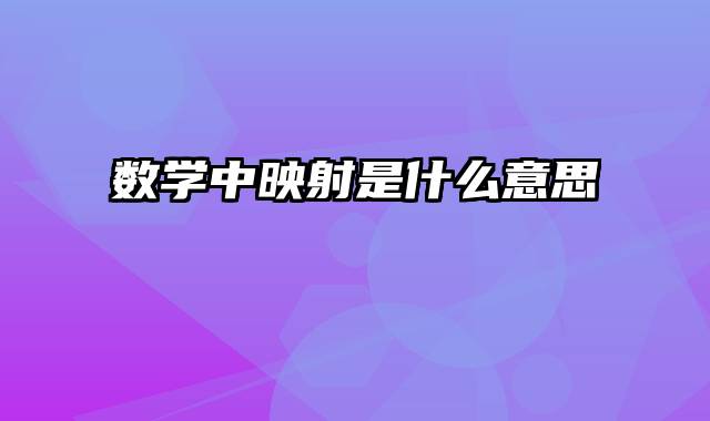 数学中映射是什么意思