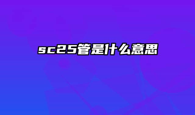 sc25管是什么意思