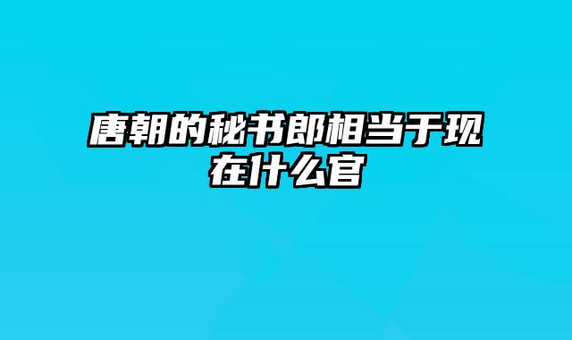 唐朝的秘书郎相当于现在什么官