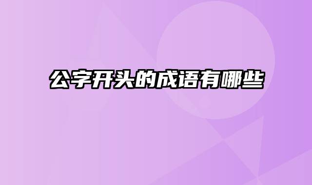 公字开头的成语有哪些