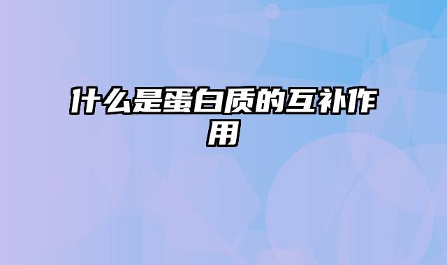 什么是蛋白质的互补作用