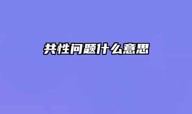 共性问题什么意思