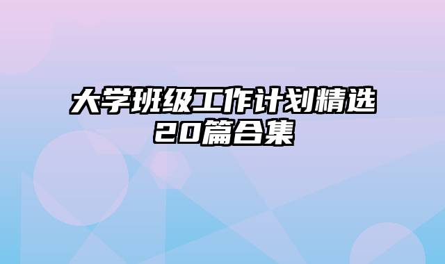大学班级工作计划精选20篇合集