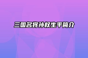 三国名将孙权生平简介