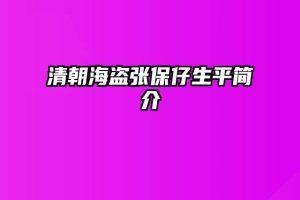 清朝海盗张保仔生平简介