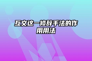 互文这一修辞手法的作用用法