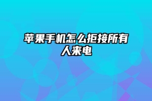 苹果手机怎么拒接所有人来电