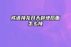 成语接龙开天辟地后面怎么接