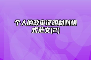 个人的政审证明材料格式范文(2)