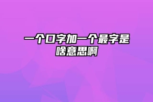 一个口字加一个最字是啥意思啊