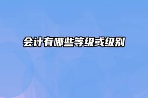 会计有哪些等级或级别
