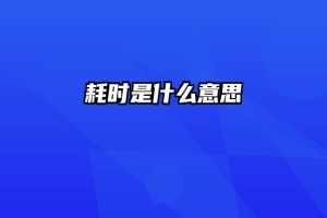 耗时是什么意思